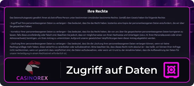 Alle Casinorex-Nutzer haben das Recht auf Zugang zu Informationen