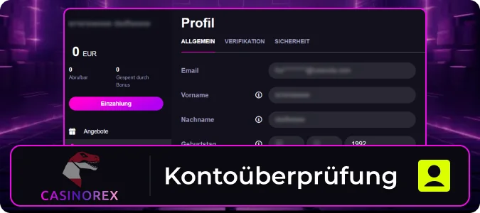 Funktionen eines Casinorex-Kontos