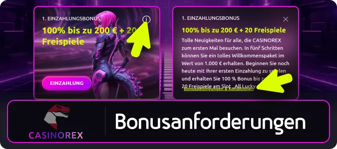 Bonusanforderungen bei Casinorex