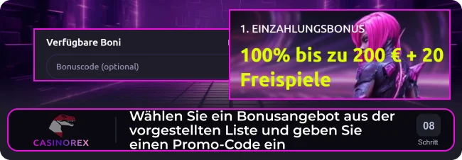 Wählen Sie einen Casinorex-Bonus aus der Liste