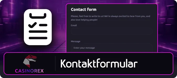 Support-Kontaktformular auf der CasinoRex-Website