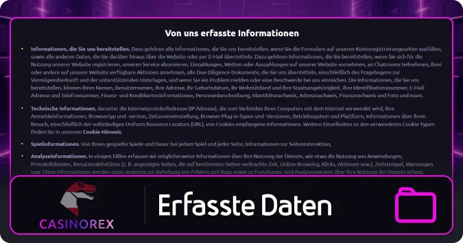 Wie sammelt Casinorex die Daten?