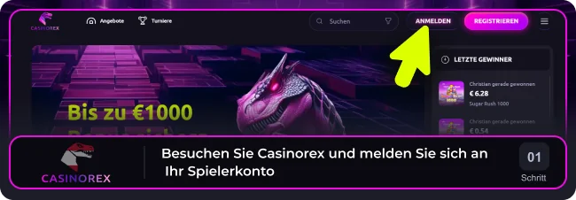 Besuchen Sie Casinorex und melden Sie sich an