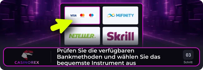 Wählen Sie den besten Weg, um auf Ihr Casinorex-Konto einzuzahlen