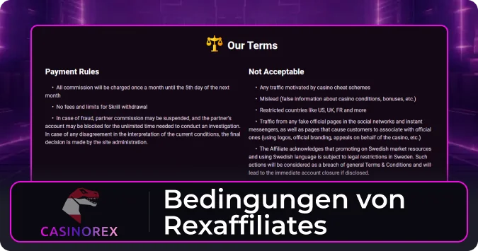 Allgemeine Geschäftsbedingungen für Partner von Casinorex