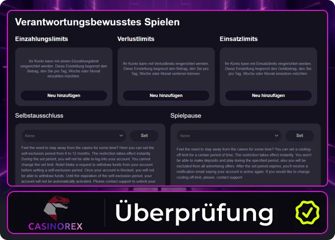 Überprüfung des Casinorex-Profils
