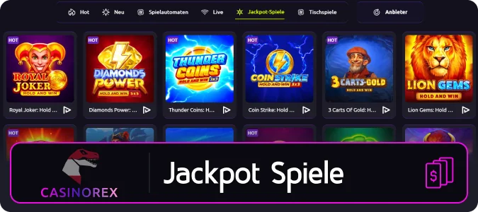 Jackpot-Spiele bei Casinorex