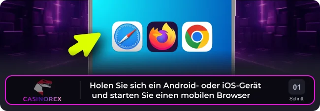 Starten Sie den mobilen Browser auf Ihrem Gerät