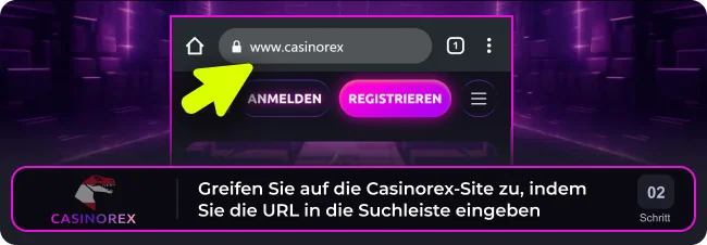 Gehen Sie von Ihrem Handy aus zur Casinorex-Website