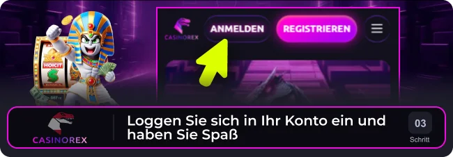 Melden Sie sich bei Ihrem Casinorex-Konto an und beginnen Sie zu spielen