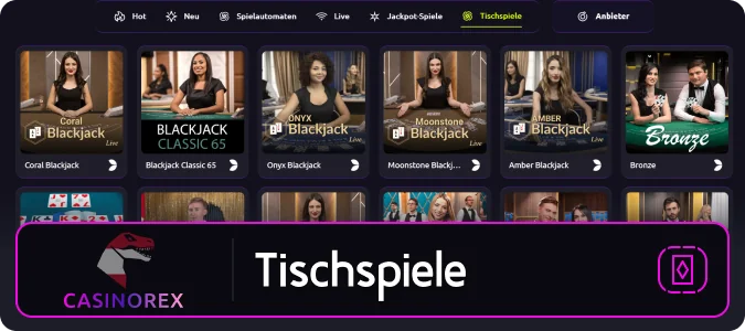 Tischspiele bei Casinorex