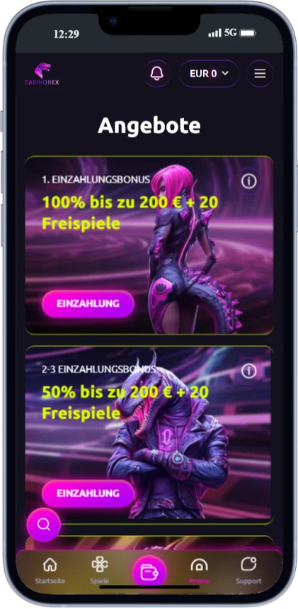 Casinorex-Boni für mobile Casinos